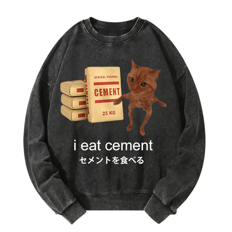 I Eat Cement Meme Washed Sweatshirt