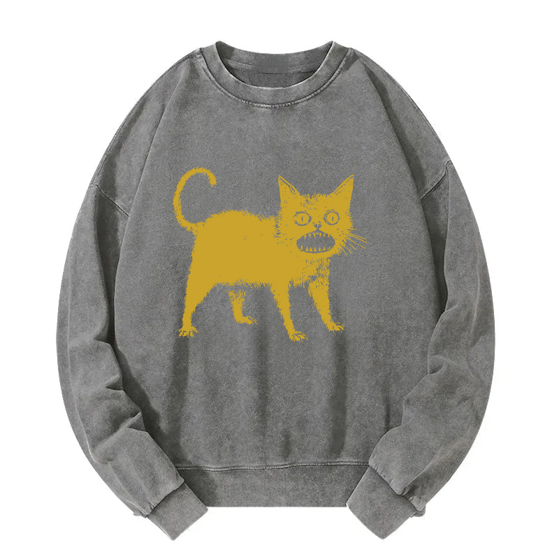 Horrible Japanese Cat Washed Sweatshirt