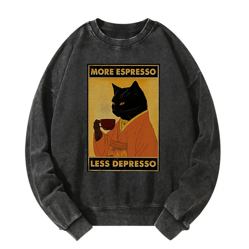 Increase Espresso Decrease Distress Washed Sweatshirt