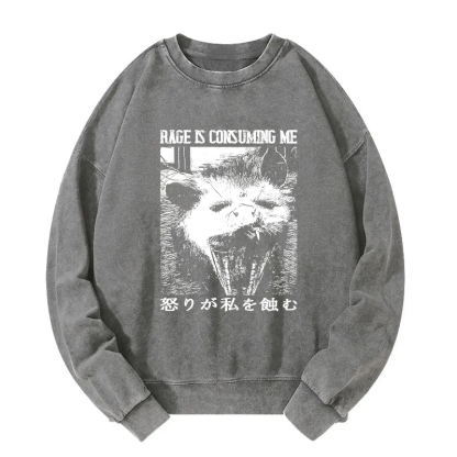 Rage Is Consuming Me Opossum Washed Sweatshirt