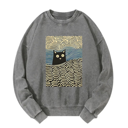 Kawaii Cat Japanese Washed Sweatshirt