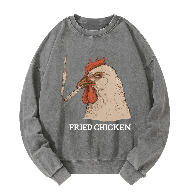 Fried Chicken 420 Smoking Meme Washed Sweatshirt