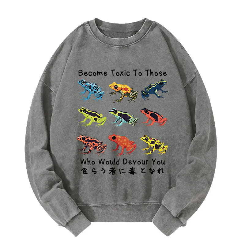 Funny Frog Poison Your Devourers Washed Sweatshirt