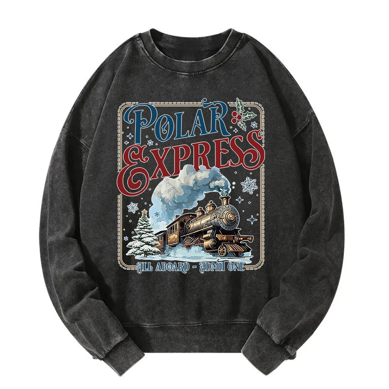 All Aboard Polar Express Christmas Washed Sweatshirt