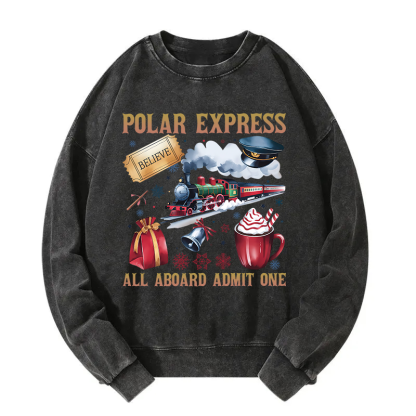 All Aboard Admit One Christmas Washed Sweatshirt