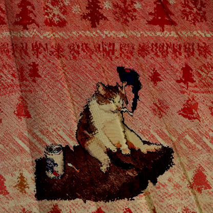 Cigarette Kitten Funny Smoking Cat Meme Christmas Ugly Sweatshirt