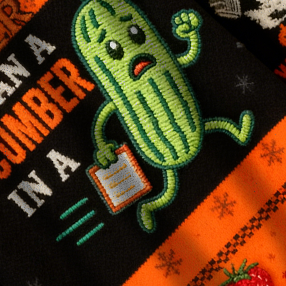 Baddiecat Humorous Cucumber Christmas Ugly Sweatshirt