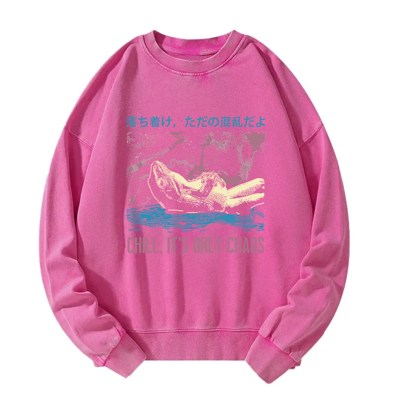 Stay Calm Frog Japanese Washed Sweatshirt