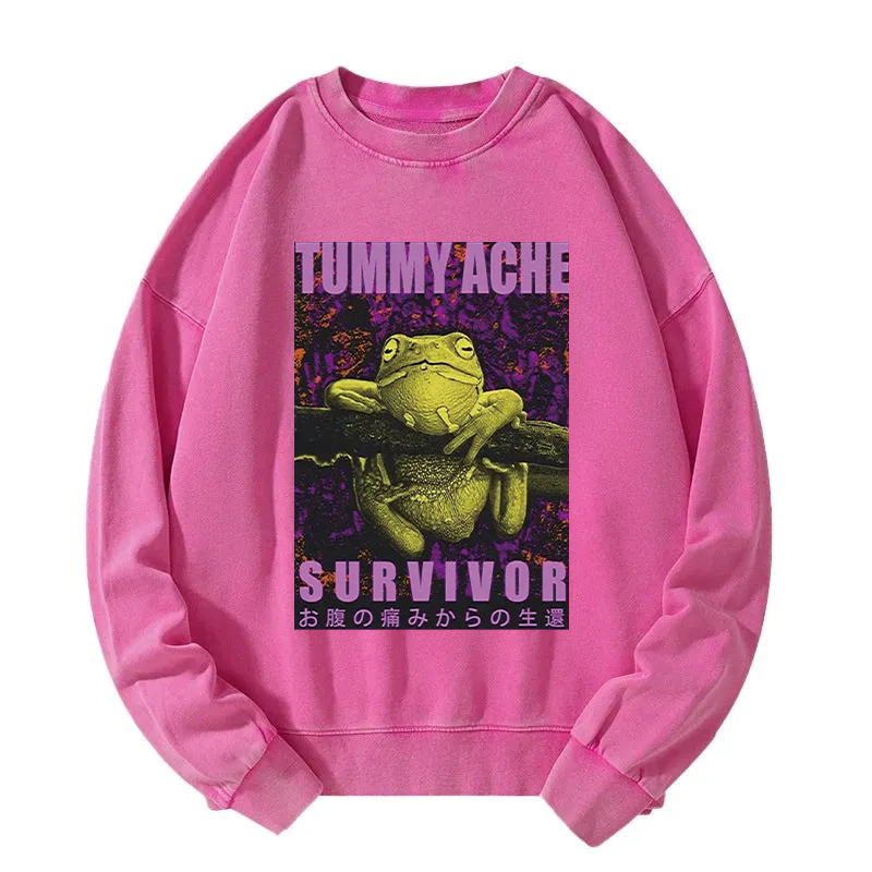 A Frog With Stomachache Washed Sweatshirt