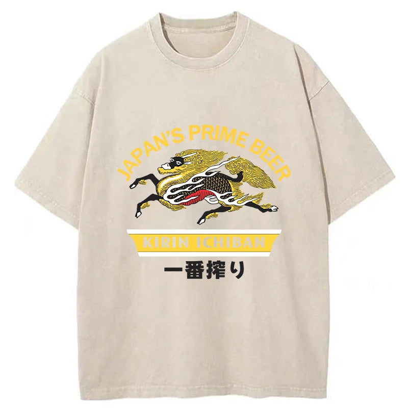 Kirin Ichiban Beer Logo Japanese Washed T-Shirt