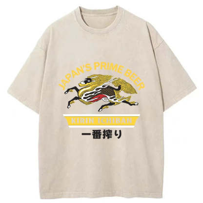 Kirin Ichiban Beer Logo Japanese Washed T-Shirt