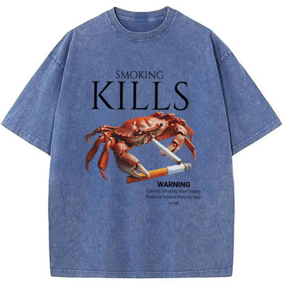 Smoking Kills Crab Washed T-Shirt
