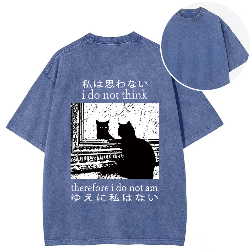 Thinking Cat Back Washed T-Shirt