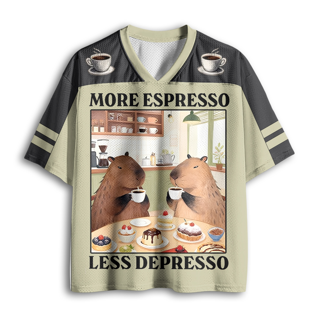 Baddiecat Capybaras Drink More Coffee Mesh Jersey