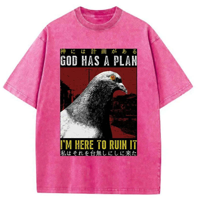 Pigeons That Want To Break The Plan Washed T-Shirt