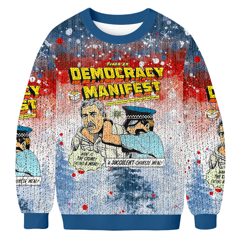 Democracy Manifest Fun Christmas Ugly Sweatshirt