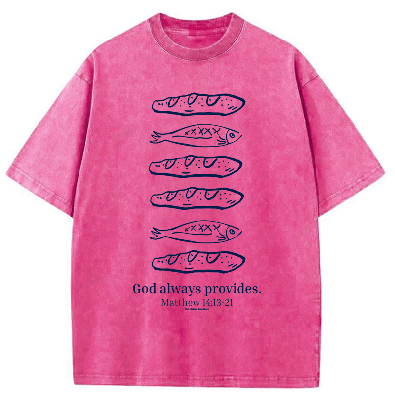 Tokyoviva Loaves And Fishes Bible Verse Washed T-shirt