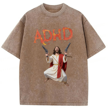 Tokyoviva Jesus Adhd Funny Washed T-Shirt
