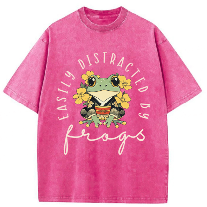 Tokyoviva Easily Distracted By Frogs Washed T-shirt