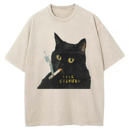 Tokyoviva Young Cat Smoking Washed T-shirt