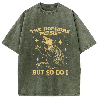 Funny Angry Opossum Possum Washed T-Shirt