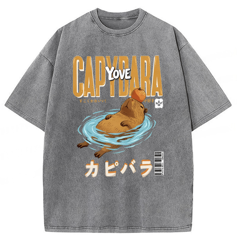 Tokyoviva Capybara Funny Washed T-shirt