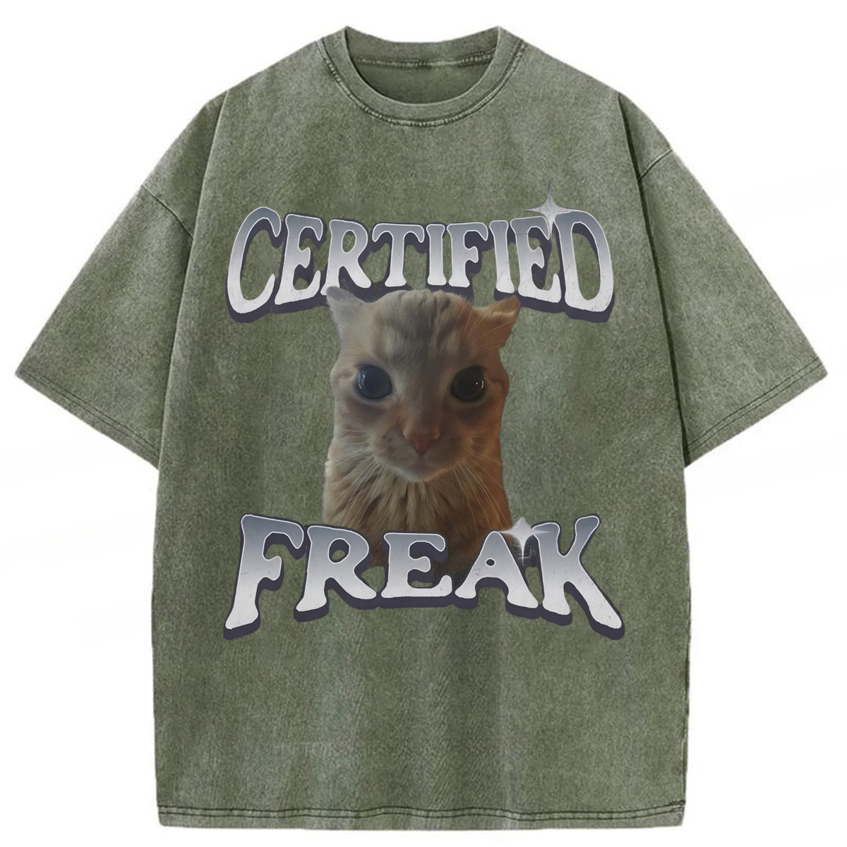 Tokyoviva Certified Freak Funny Cat Washed T-shirt
