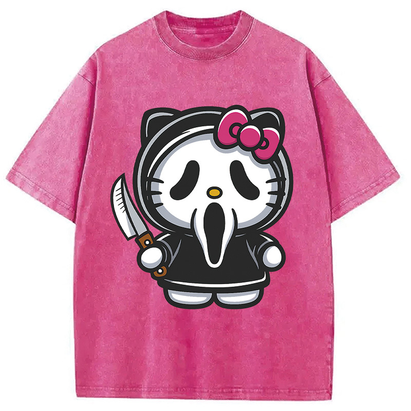 Scream Kitty Halloween Washed T-Shirt