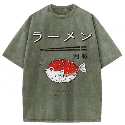Tokyoviva Fugu Ramen Japanese Washed T-shirt