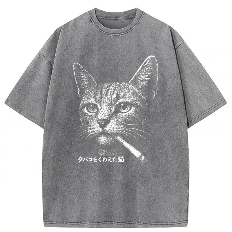 Tokyoviva Funny Smoking Cat Meme T-shirt