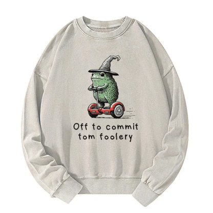 Frog Riding A Balance Scooter Washed Sweatshirt