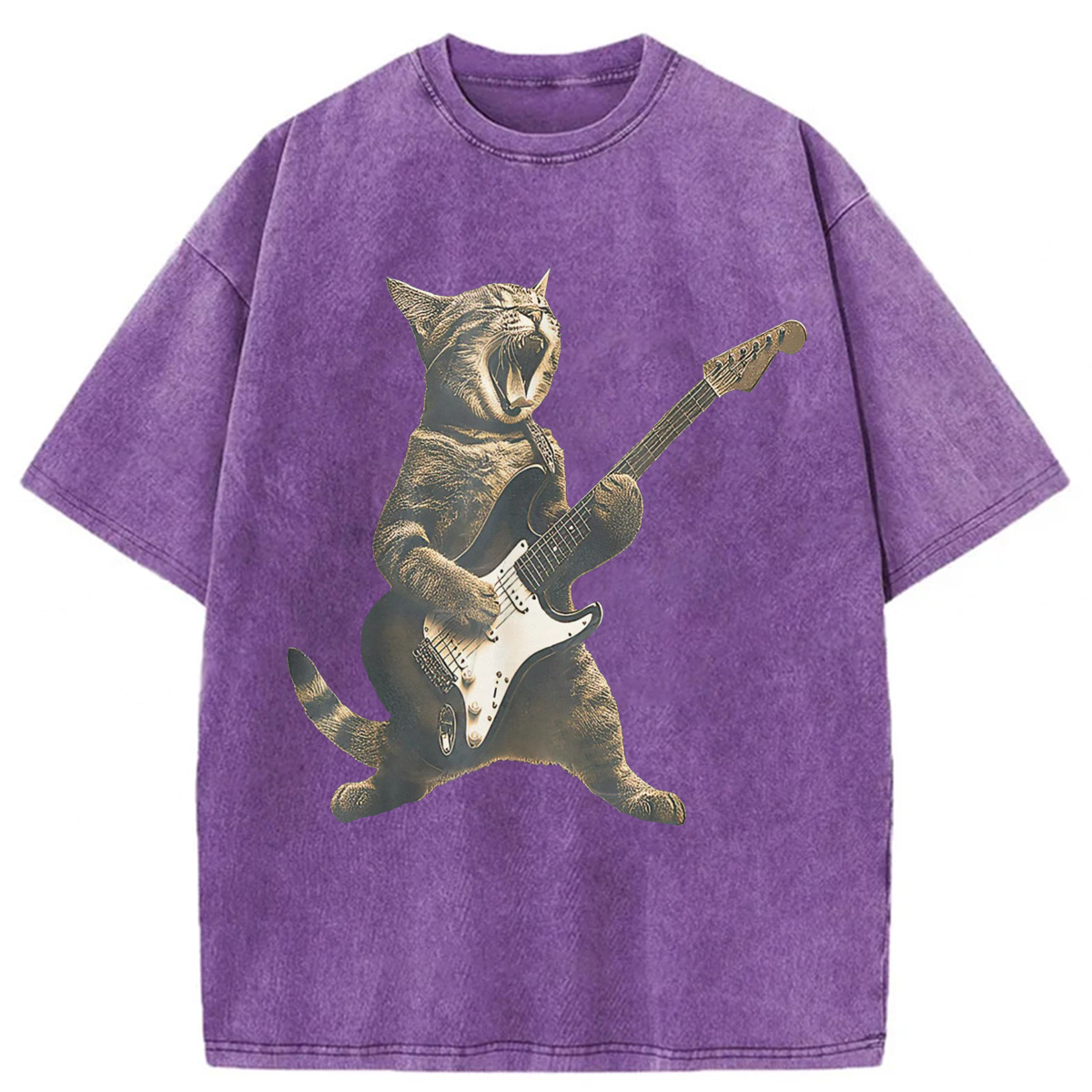 Tokyoviva Rock Cat Playing Guitar Washed T-shirt