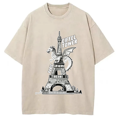 Dragon Eiffel Tower Washed T-Shirt