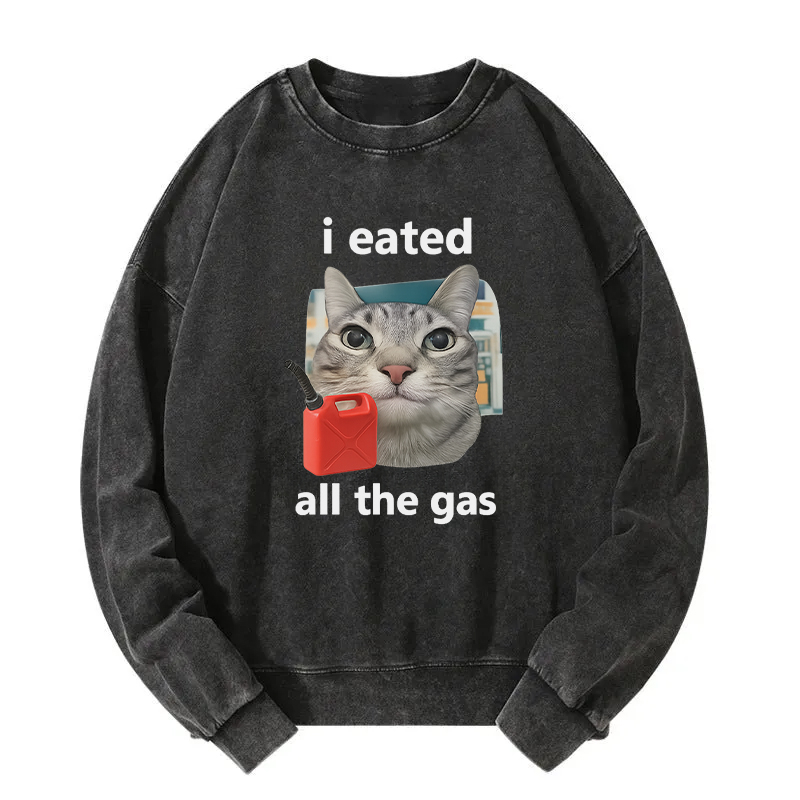 I Eated All The Gas Cat Funny Washed Sweatshirt