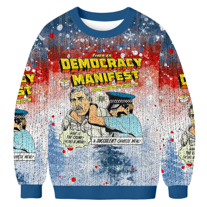 Democracy Manifest Fun Christmas Ugly Sweatshirt