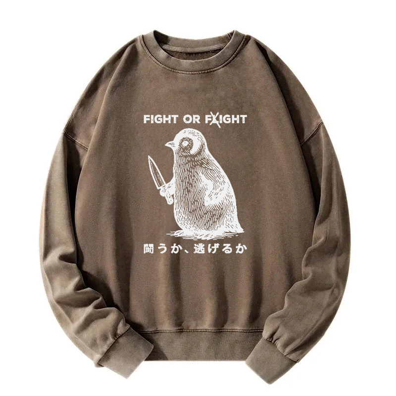Funny Fight Or Flight Washed Sweatshirt