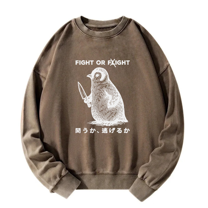 Funny Fight Or Flight Washed Sweatshirt