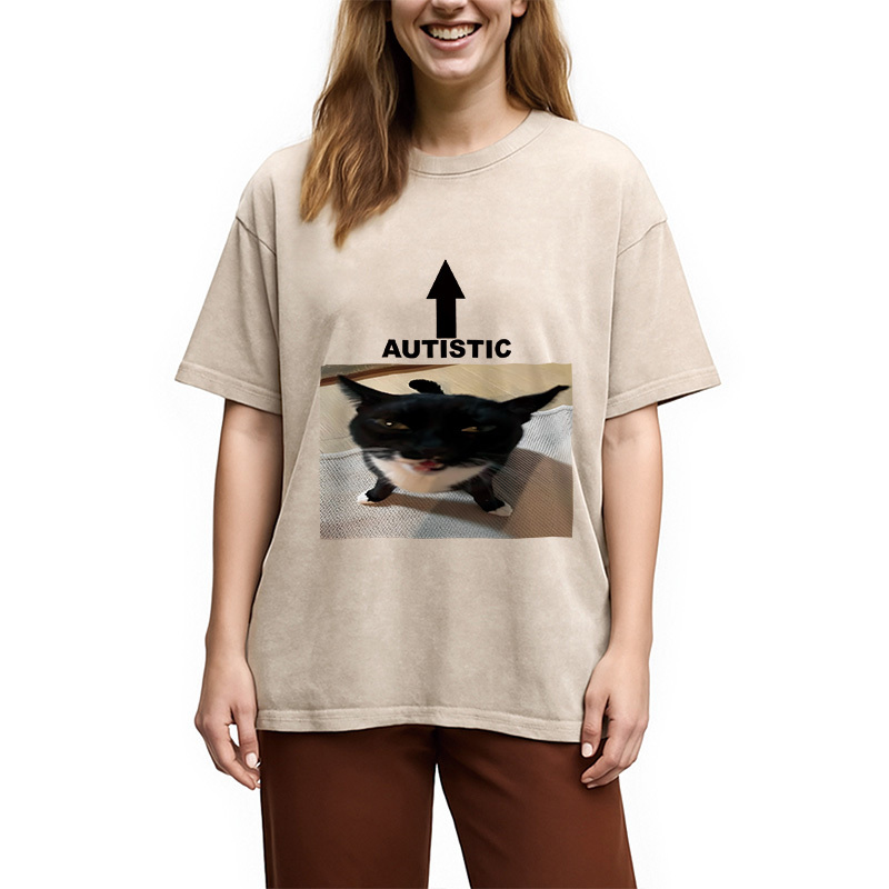 Autistic Cat Washed T-Shirt