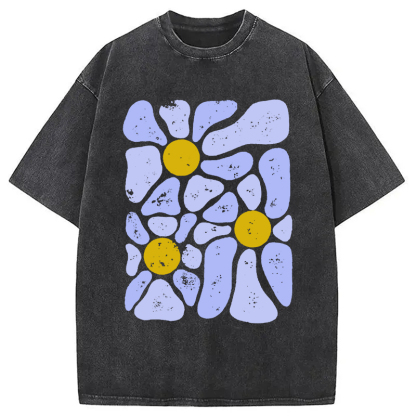 Abstract Flowers Art Washed T-Shirt