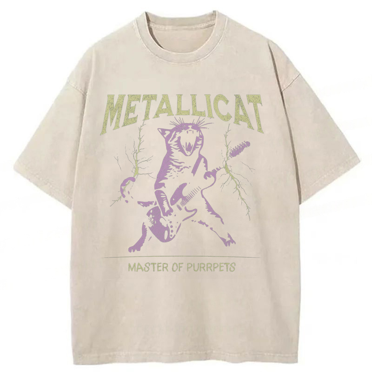 Tokyoviva Funny Guitar Cat Washed T-shirt