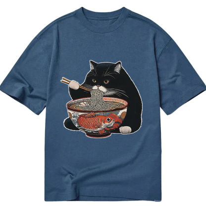 Fat Cat Eating Ramen Classic T-Shirt