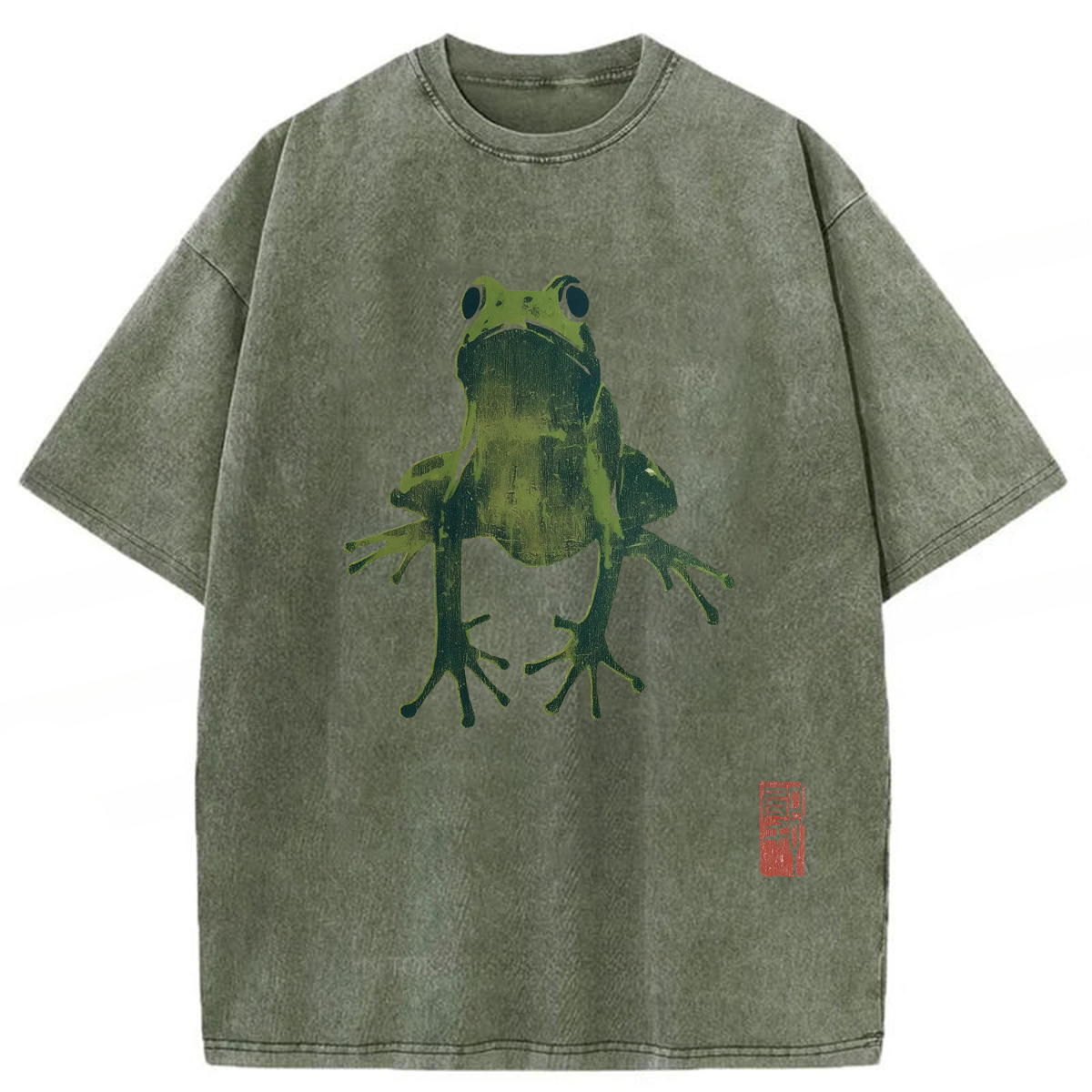 Tokyoviva Japanese Green Frog Washed T-shirt