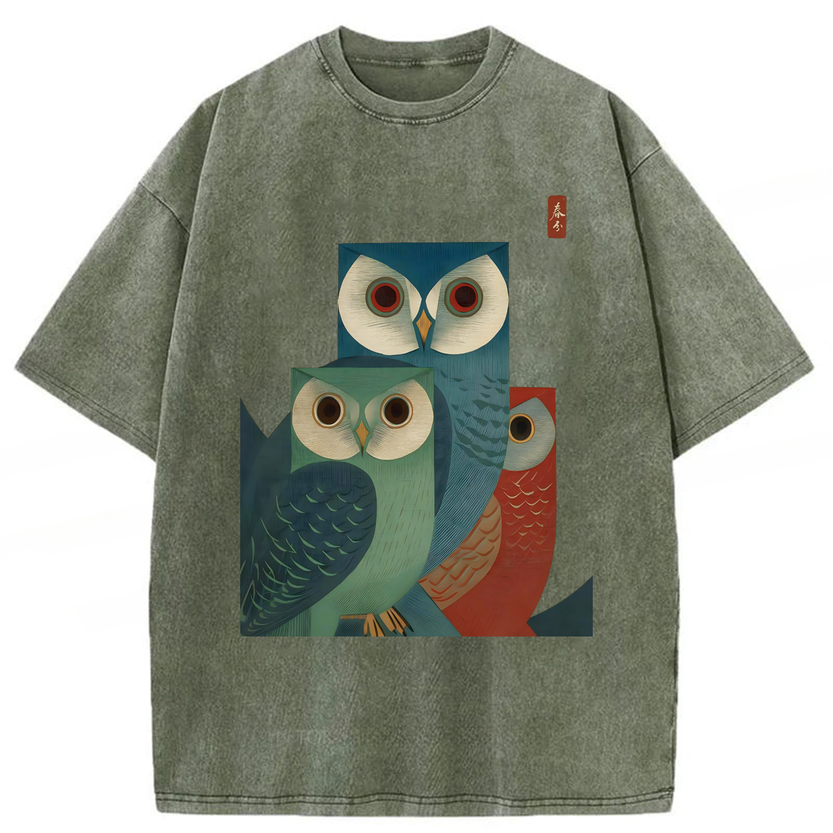 Tokyoviva Japanese Owls Washed T-shirt