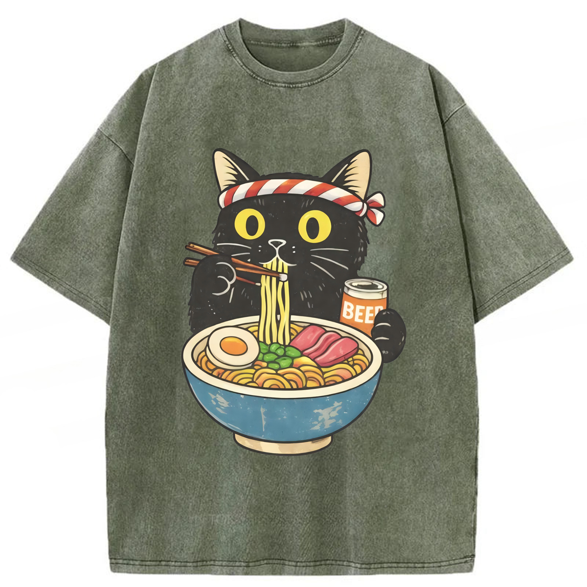 Tokyoviva Cat Rahmen Washed T-shirt