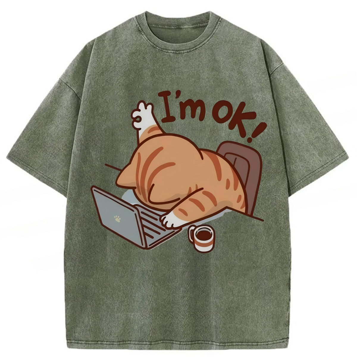 Tokyoviva Funny Cat I'm Ok Washed T-shirt