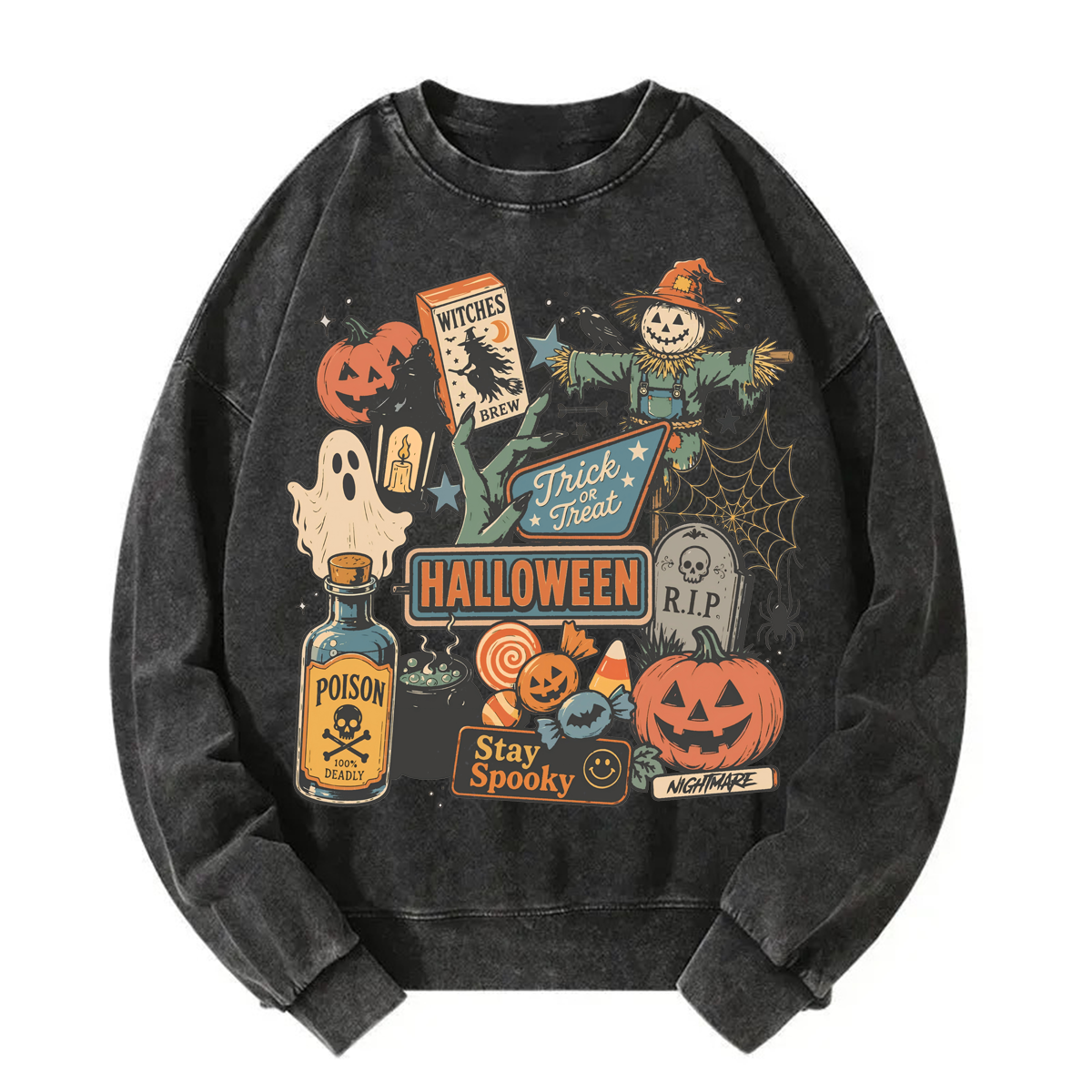 Tokyoviva Halloween Collage Washed Sweatshirt