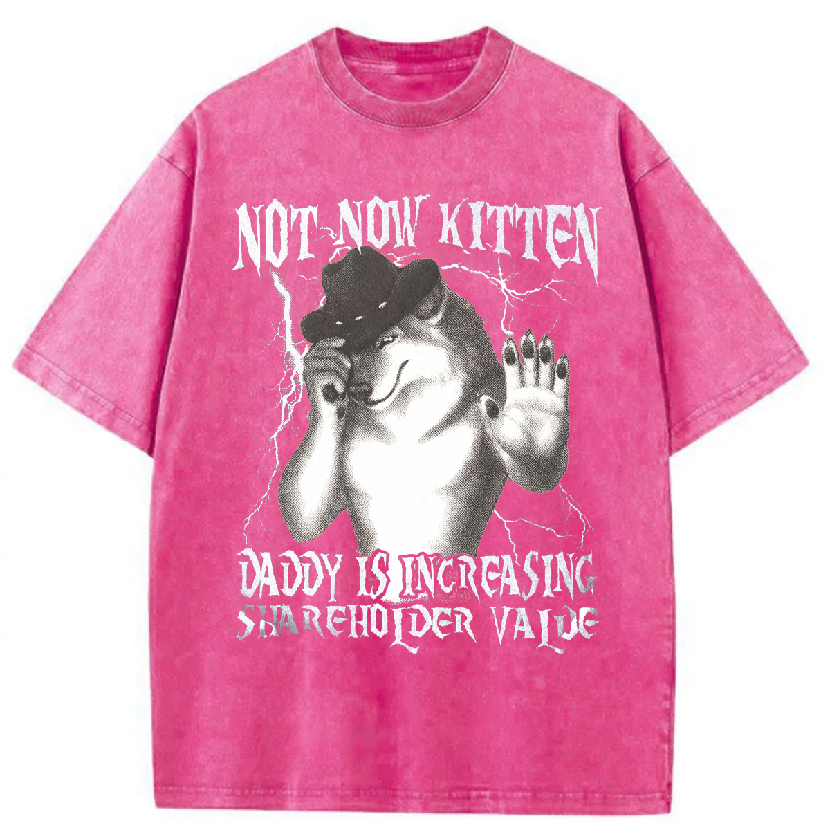 Tokyoviva Not Now Kitten Daddy Increasing Shareholder Value Washed T-shirt