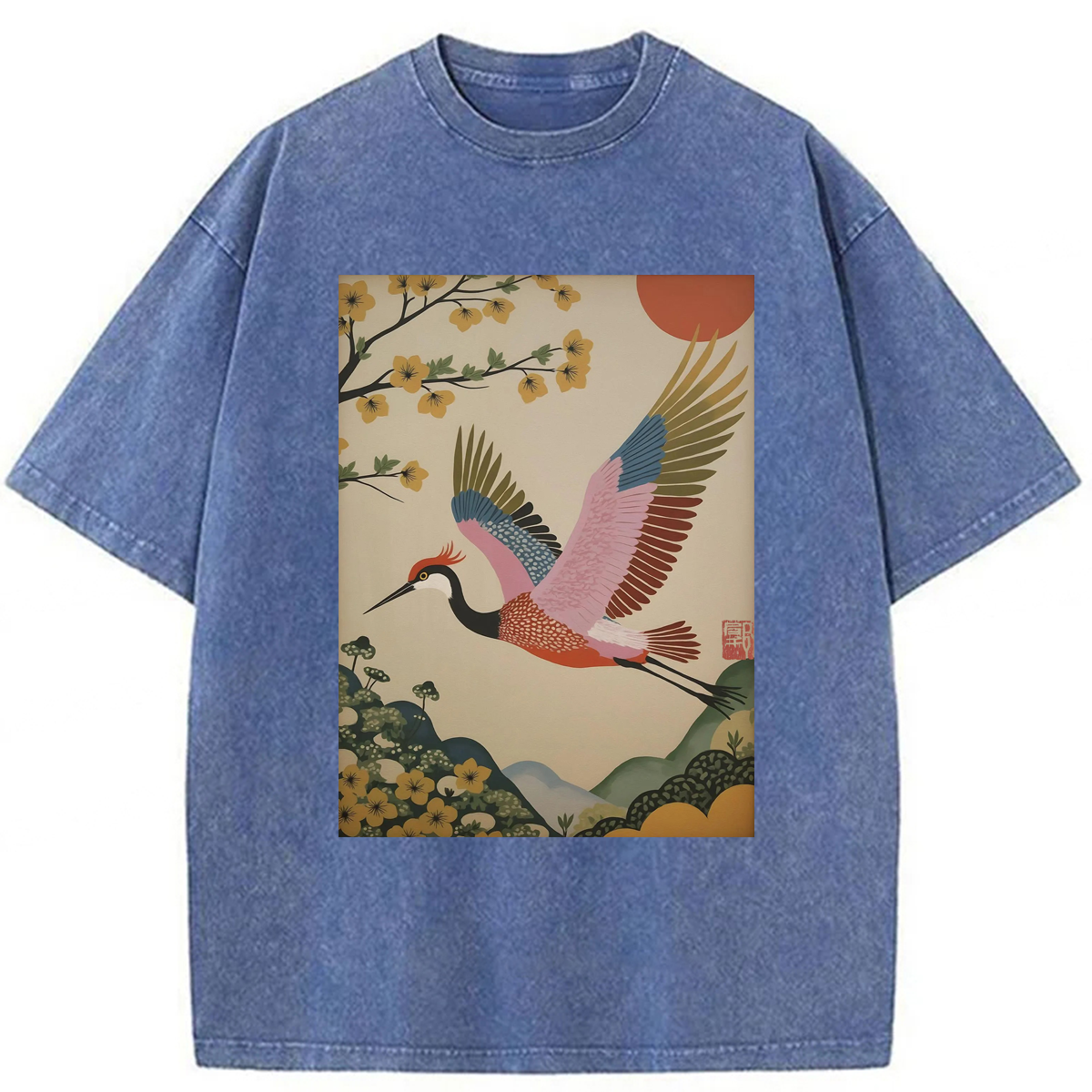 Tokyoviva Japanese Flying Crane Washed T-shirt