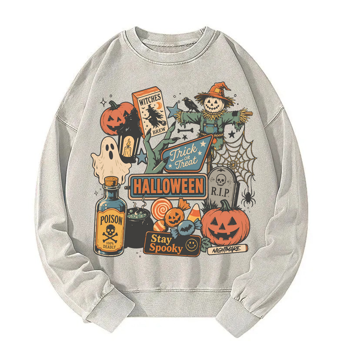 Tokyoviva Halloween Collage Washed Sweatshirt