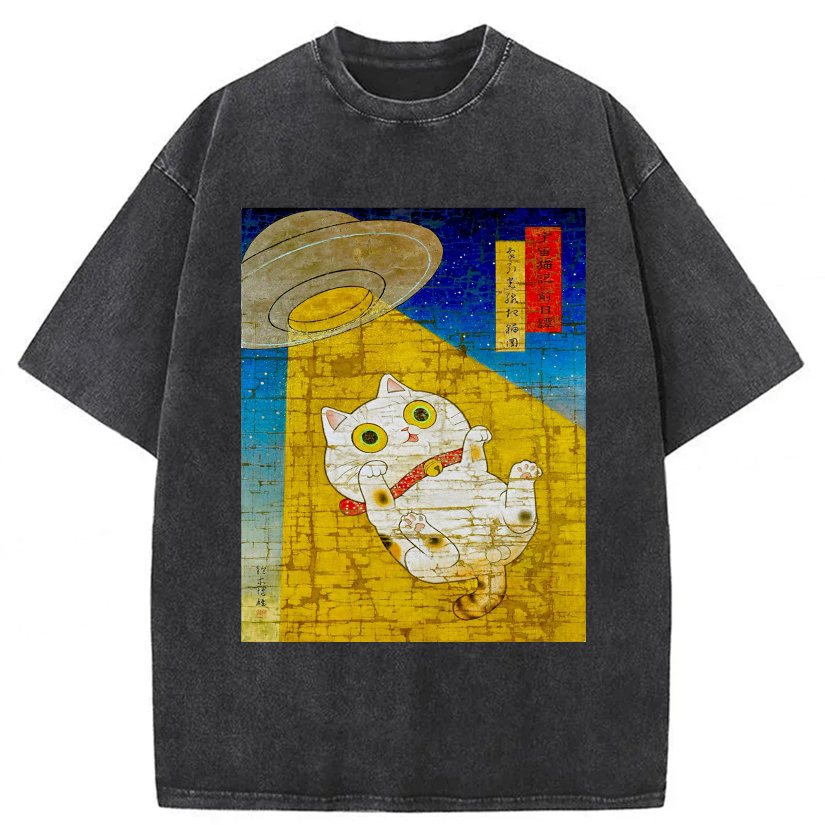 Tokyoviva Ufo Cat Washed T-shirt